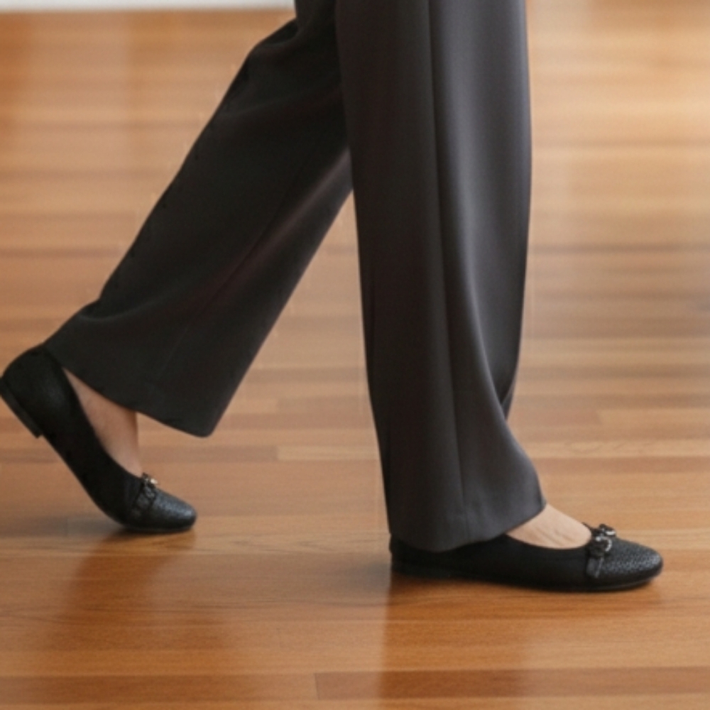 AGL ITALIAN Black Suede Ballet Y2k Flats 37.5